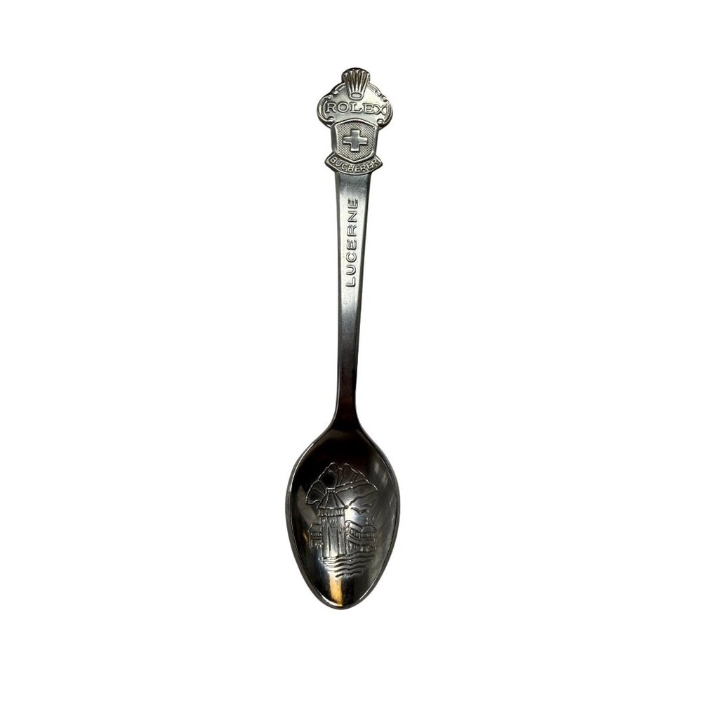 Rolex Bucherer Lucerne Collectible Souvenir Spoon With Swiss Crest & Tower Desig